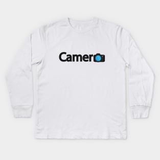 Camera creative typographic logo design Kids Long Sleeve T-Shirt